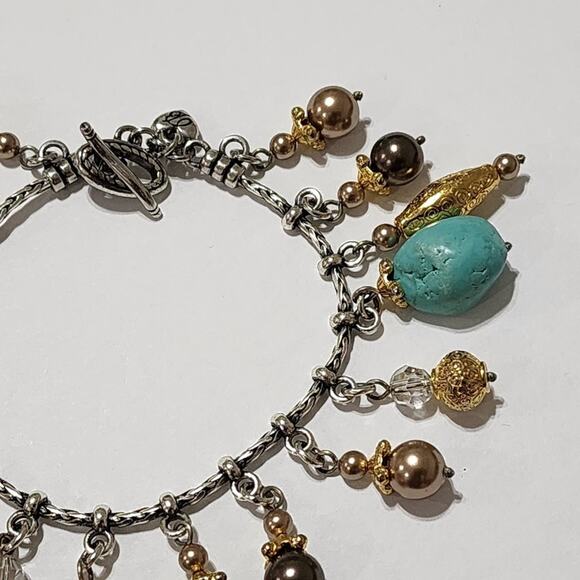 Brighton Perisiana turquoise gold silver plated beaded charm bracelet‎ - Picture 6 of 6